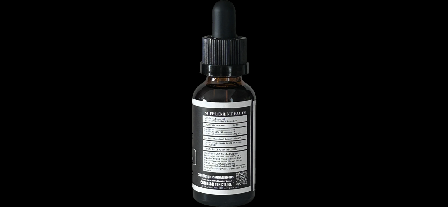 ORGANACURE® CBG RICH TINCTURE - EXTRA STRENGTH - COGNITIVE SUPPORT FORMULA - 1 FL OZ (30 mL) - (0.3% THC)